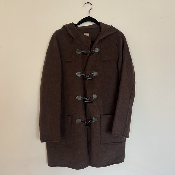 J. Jill Jackets & Blazers - J Jill Chocolate Brown Toggle Angora Rabbit Hair Wool Blend Light Coat Sz Small